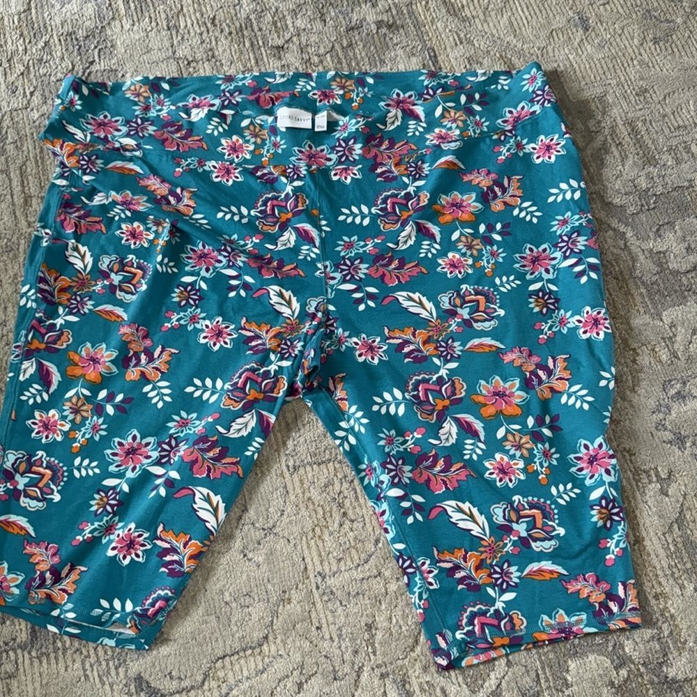 Sport Savvy Floral Soft Stretchy Pull On Capri Pants Plus 5X Petite NIP/NWOT - Picture 9 of 12